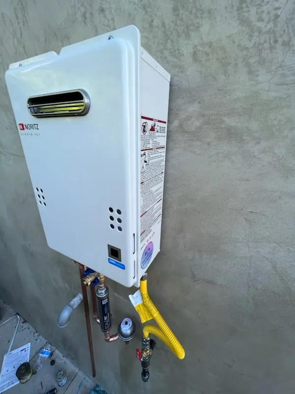 Tankless water heater installation for Milano homes